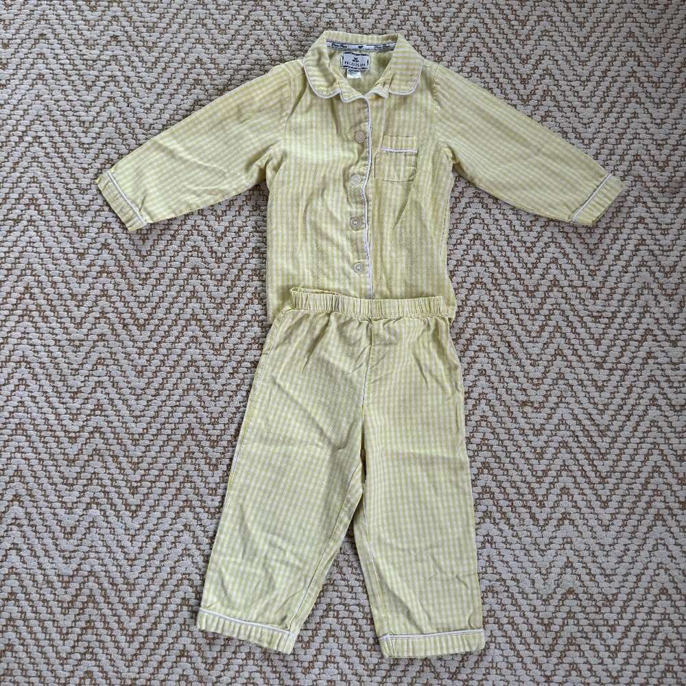 Petite Plume Size 3T Yellow and White Gingham Pajamas